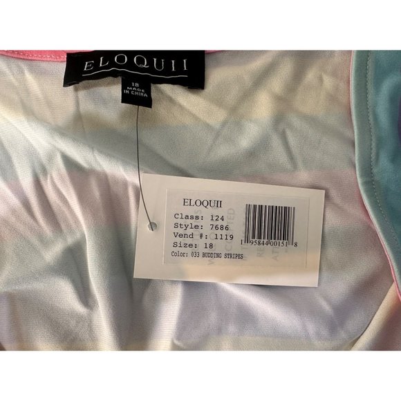 ELOQII Maxi Dress Womens 18 Easter Colorful Striped Tiered Ballon Long Sleeves - Picture 15 of 16